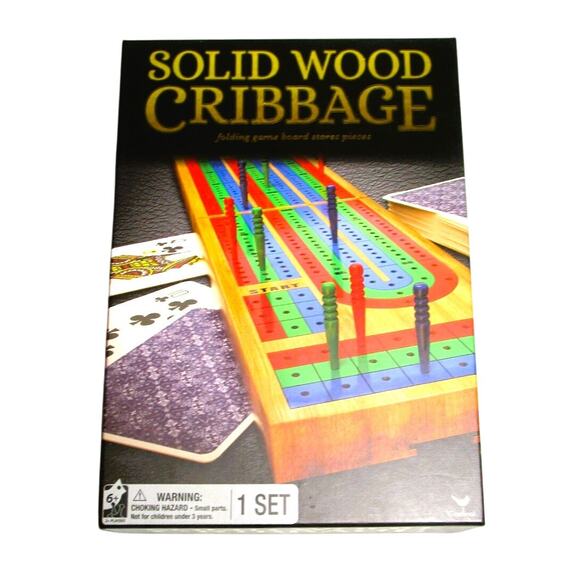 Cardinal Cribbage Classic Game Solid Wood Folding Board Deck of Playing Cards - Picture 1 of 2